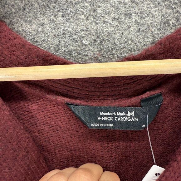 New Member's Mark Cardigan Women M Medium Red Button Up V-Neck Long Sleeve - Picture 3 of 8